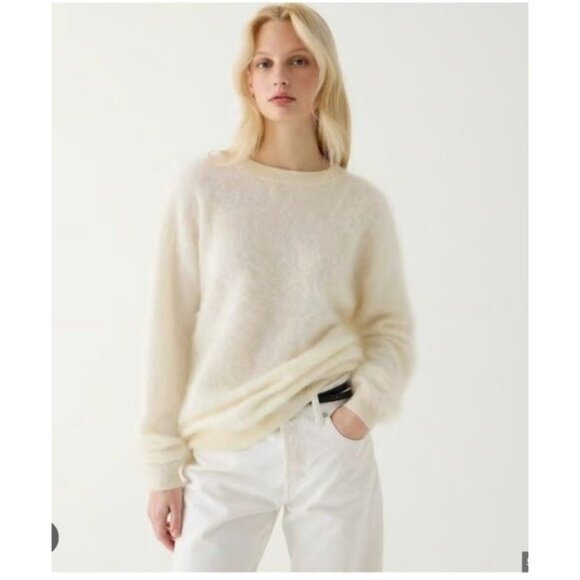 J Crew Brushed Cashmere Shrunken Crewneck Sweater For Women Medium - Picture 1 of 5